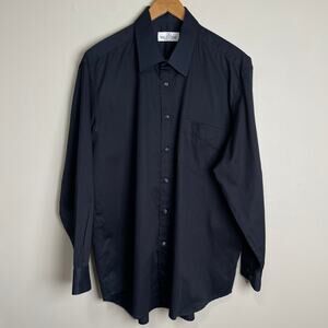 Valentino chemises black/blue long sleeve button up w/front pocket Men's 17 1/2
